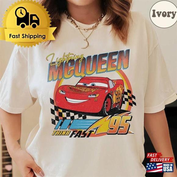 Retro Lightning Mcqueen 95 Piston Cup Shirt Disney Cars Pixar T-Shirt Unisex - Picture 1 of 4